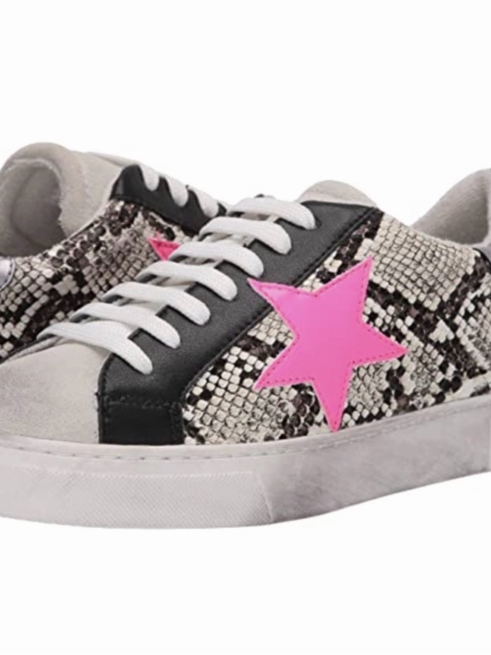 Steve Madden Snake-Print Low Top Sneakers with Pink Star